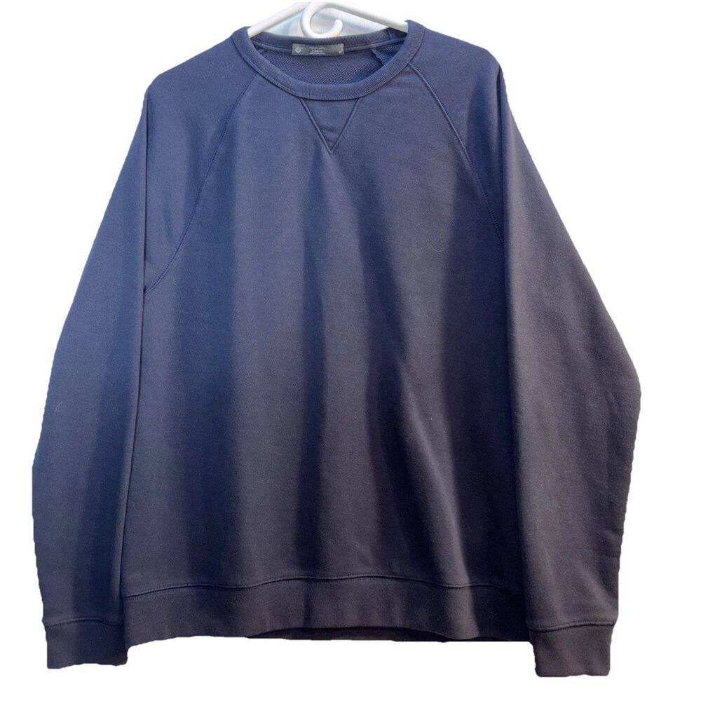 Member Mark French Terry Crew Navy Blue Sweat Shirt Size Medium Long Sleeve